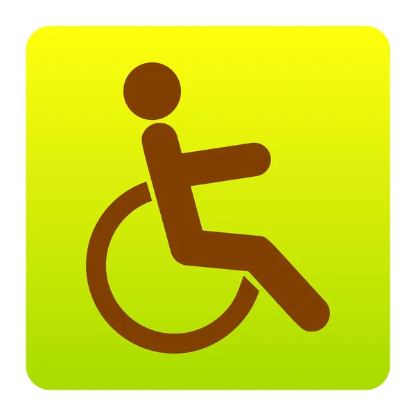 Disabled sign illustration. Vector. Brown icon at green-yellow gradient square with rounded corners on white background. Isolated. — Stock Vector