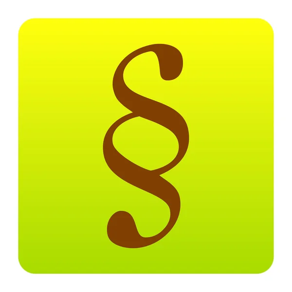 Punkt tecken illustration. Vektor. Brun ikonen på gul-tonad square med rundade hörn på vit bakgrund. Isolerade. — Stock vektor