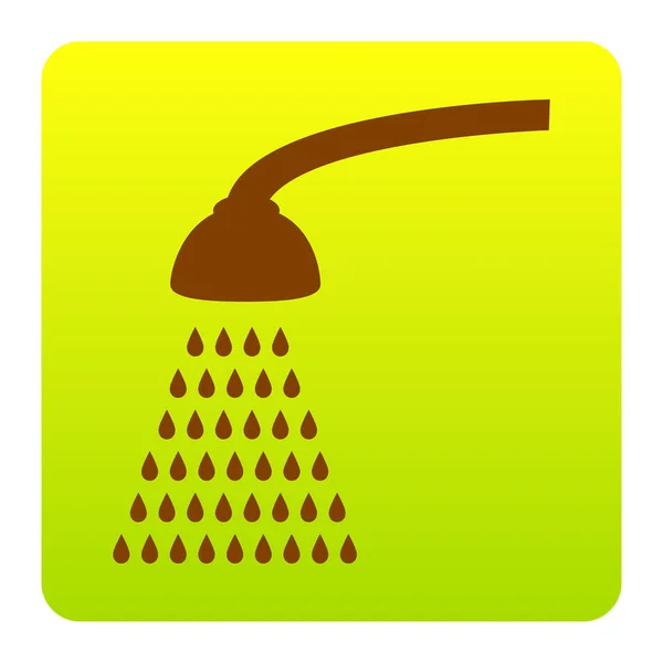 Shower simple sign. Vector. Brown icon at green-yellow gradient square with rounded corners on white background. Isolated. — Stockvector