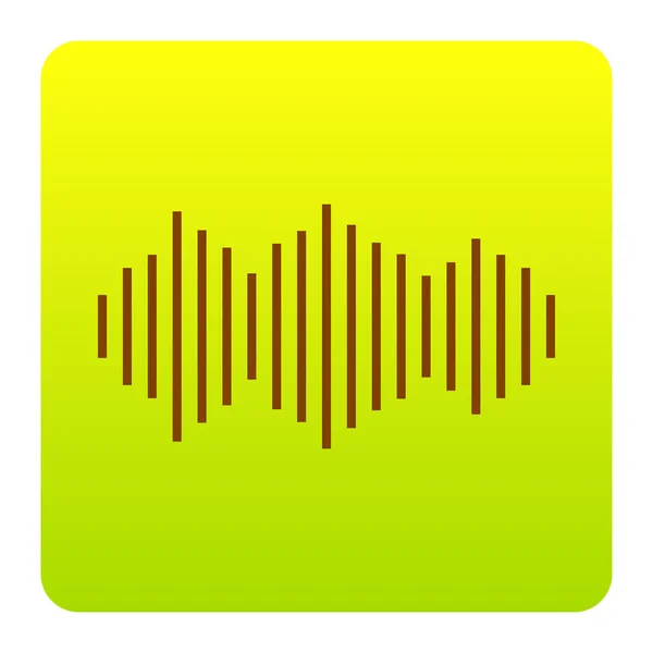 Sound waves icon. Vector. Brown icon at green-yellow gradient square with rounded corners on white background. Isolated. — Stock Vector