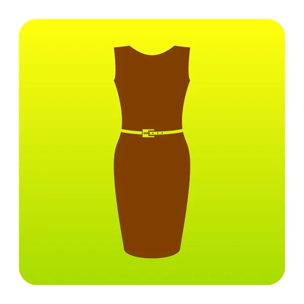 Šaty znamení ilustrace. Vektor. Hnědý ikona na zeleno žlutá přechodu čtverec se zaoblenými rohy na bílém pozadí. Izolovaný. — Stockový vektor