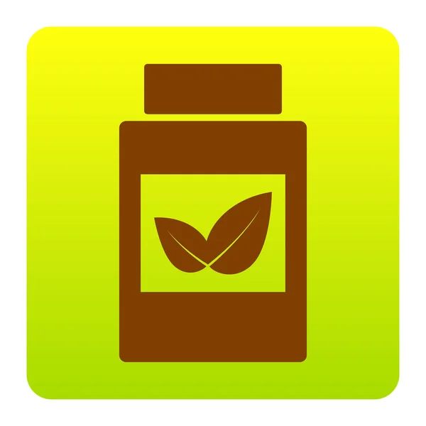 Ergänzt Containerschild. Vektor. Braunes Symbol am grün-gelben Gradienten-Quadrat mit abgerundeten Ecken auf weißem Hintergrund. isoliert. — Stockvektor