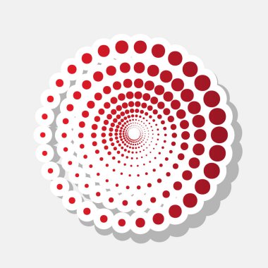 Soyut teknoloji işareti daireler. Vektör. Açık gri renkli dış kontur ve gri gölge ile yeni yıl kırmızımsı simgesi.