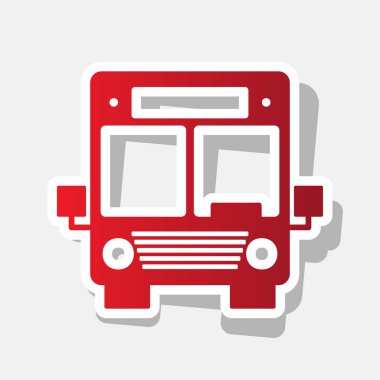 Otobüs işareti illüstrasyon. Vektör. Açık gri renkli dış kontur ve gri gölge ile yeni yıl kırmızımsı simgesi.