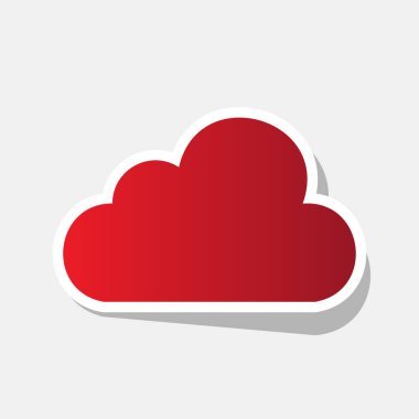 Bulut işareti illüstrasyon. Vektör. Açık gri renkli dış kontur ve gri gölge ile yeni yıl kırmızımsı simgesi.