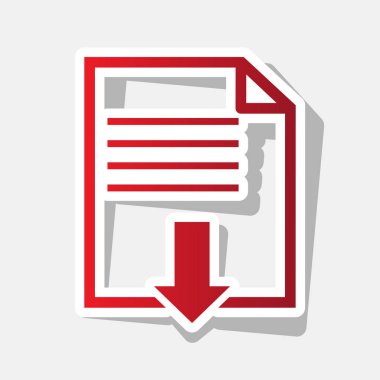 Download işareti dosya. Vektör. Açık gri renkli dış kontur ve gri gölge ile yeni yıl kırmızımsı simgesi.