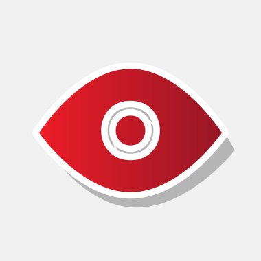 Göz işareti illüstrasyon. Vektör. Açık gri renkli dış kontur ve gri gölge ile yeni yıl kırmızımsı simgesi.