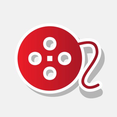 Film dairesel işareti. Vektör. Açık gri renkli dış kontur ve gri gölge ile yeni yıl kırmızımsı simgesi.