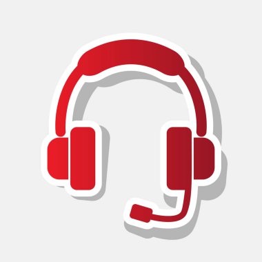 Destek işareti illüstrasyon. Vektör. Açık gri renkli dış kontur ve gri gölge ile yeni yıl kırmızımsı simgesi.