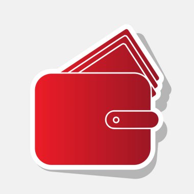 M-cüzdan işareti illüstrasyon. Vektör. Açık gri renkli dış kontur ve gri gölge ile yeni yıl kırmızımsı simgesi.