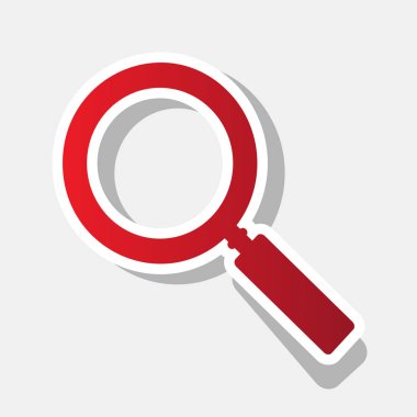 Yakınlaştırma işaretini illüstrasyon. Vektör. Açık gri renkli dış kontur ve gri gölge ile yeni yıl kırmızımsı simgesi.