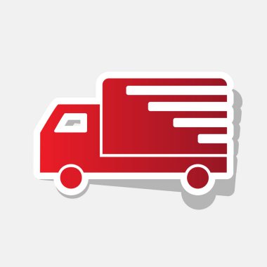 Teslimat işareti illüstrasyon. Vektör. Açık gri renkli dış kontur ve gri gölge ile yeni yıl kırmızımsı simgesi.