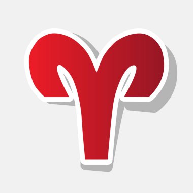 Koç illüstrasyon işareti. Vektör. Açık gri renkli dış kontur ve gri gölge ile yeni yıl kırmızımsı simgesi.