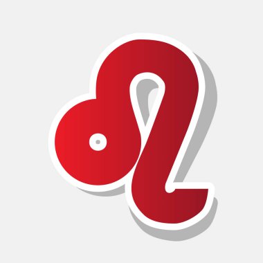 Leo işareti illüstrasyon. Vektör. Açık gri renkli dış kontur ve gri gölge ile yeni yıl kırmızımsı simgesi.