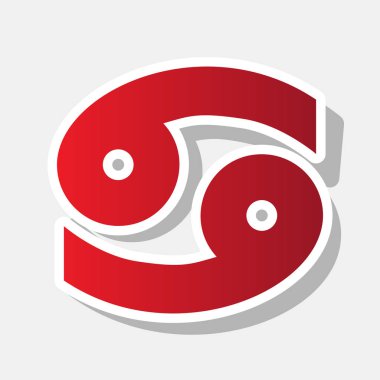 Kanser işareti illüstrasyon. Vektör. Açık gri renkli dış kontur ve gri gölge ile yeni yıl kırmızımsı simgesi.