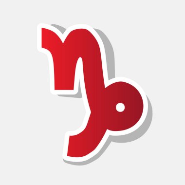 Oğlak işaret illüstrasyon. Vektör. Açık gri renkli dış kontur ve gri gölge ile yeni yıl kırmızımsı simgesi.