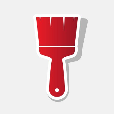 Fırça işareti illüstrasyon. Vektör. Açık gri renkli dış kontur ve gri gölge ile yeni yıl kırmızımsı simgesi.