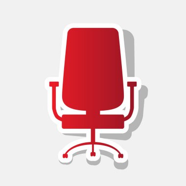 Ofis koltuğu işaret. Vektör. Açık gri renkli dış kontur ve gri gölge ile yeni yıl kırmızımsı simgesi.