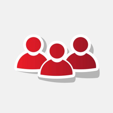 Takım iş işareti. Vektör. Açık gri renkli dış kontur ve gri gölge ile yeni yıl kırmızımsı simgesi.