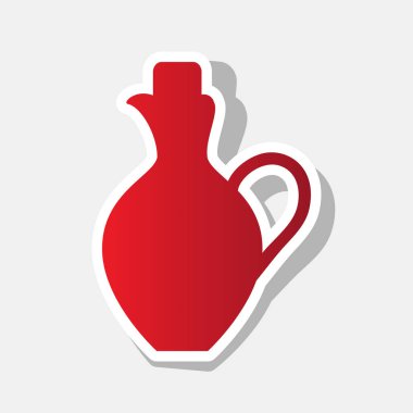 Amfora işareti illüstrasyon. Vektör. Açık gri renkli dış kontur ve gri gölge ile yeni yıl kırmızımsı simgesi.