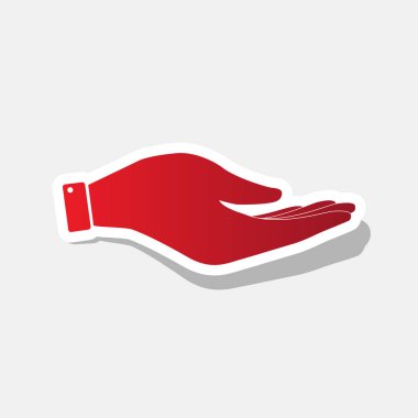 El işareti illüstrasyon. Vektör. Açık gri renkli dış kontur ve gri gölge ile yeni yıl kırmızımsı simgesi.