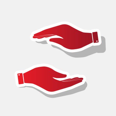 El işareti illüstrasyon. Vektör. Açık gri renkli dış kontur ve gri gölge ile yeni yıl kırmızımsı simgesi.