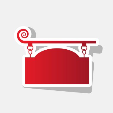 Eski moda tasarımı için Ferforje işareti. Vektör. Açık gri renkli dış kontur ve gri gölge ile yeni yıl kırmızımsı simgesi.