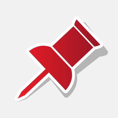 PIN itme işareti. Vektör. Açık gri renkli dış kontur ve gri gölge ile yeni yıl kırmızımsı simgesi.