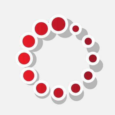 Dairesel yükleme işareti. Vektör. Açık gri renkli dış kontur ve gri gölge ile yeni yıl kırmızımsı simgesi.