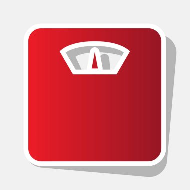Banyo ölçekli üye. Vektör. Açık gri renkli dış kontur ve gri gölge ile yeni yıl kırmızımsı simgesi.