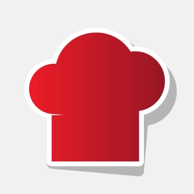 Şef kap işareti. Vektör. Açık gri renkli dış kontur ve gri gölge ile yeni yıl kırmızımsı simgesi.