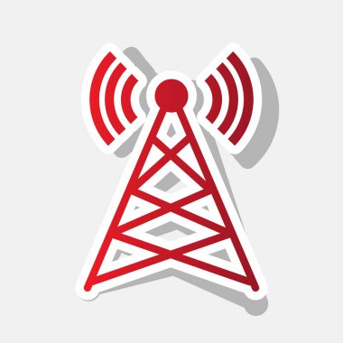 Anten işareti illüstrasyon. Vektör. Açık gri renkli dış kontur ve gri gölge ile yeni yıl kırmızımsı simgesi.