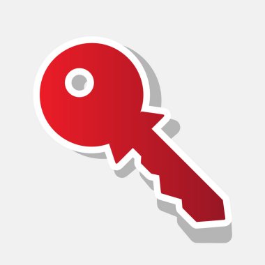 Anahtar işareti illüstrasyon. Vektör. Açık gri renkli dış kontur ve gri gölge ile yeni yıl kırmızımsı simgesi.