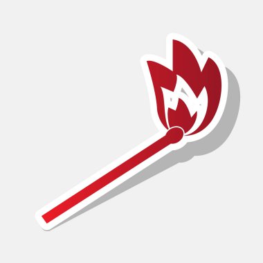 Maç işareti illüstrasyon. Vektör. Açık gri renkli dış kontur ve gri gölge ile yeni yıl kırmızımsı simgesi.