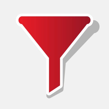 Basit kayıt filtreleme. Vektör. Açık gri renkli dış kontur ve gri gölge ile yeni yıl kırmızımsı simgesi.