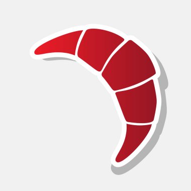 Kruvasan basit kayıt. Vektör. Açık gri renkli dış kontur ve gri gölge ile yeni yıl kırmızımsı simgesi.