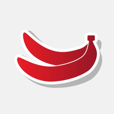 Muz basit kayıt. Vektör. Açık gri renkli dış kontur ve gri gölge ile yeni yıl kırmızımsı simgesi.