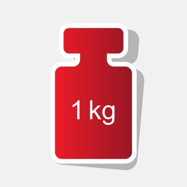 Basit kayıt ağırlık. Vektör. Açık gri renkli dış kontur ve gri gölge ile yeni yıl kırmızımsı simgesi.