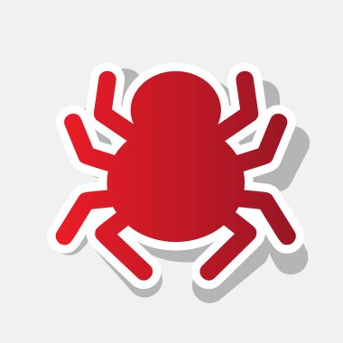 Örümcek işareti illüstrasyon. Vektör. Açık gri renkli dış kontur ve gri gölge ile yeni yıl kırmızımsı simgesi.