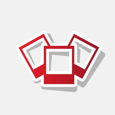 Fotoğraf illüstrasyon işareti. Vektör. Açık gri renkli dış kontur ve gri gölge ile yeni yıl kırmızımsı simgesi.