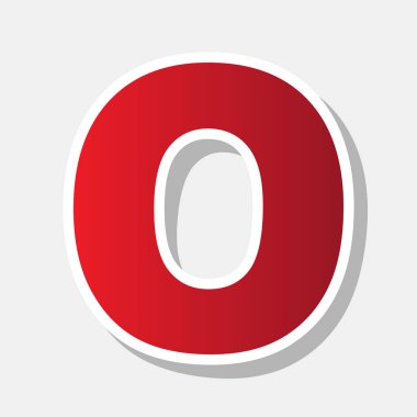 O harfi işareti şablon öğesi tasarım. Vektör. Açık gri renkli dış kontur ve gri gölge ile yeni yıl kırmızımsı simgesi.