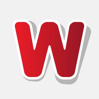 Harf W sign şablon öğesi tasarım. Vektör. Açık gri renkli dış kontur ve gri gölge ile yeni yıl kırmızımsı simgesi.