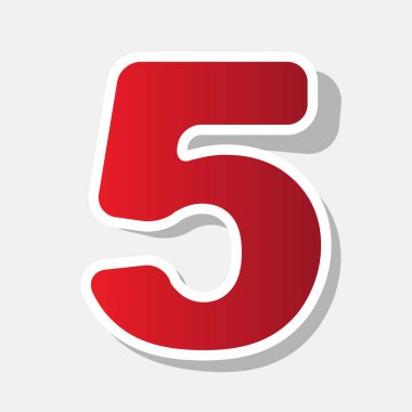 5 numaralı işaret tasarım şablonu öğesi. Vektör. Açık gri renkli dış kontur ve gri gölge ile yeni yıl kırmızımsı simgesi.