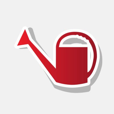 Sulama işareti. Vektör. Açık gri renkli dış kontur ve gri gölge ile yeni yıl kırmızımsı simgesi.