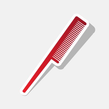 İşareti tarak. Vektör. Açık gri renkli dış kontur ve gri gölge ile yeni yıl kırmızımsı simgesi.