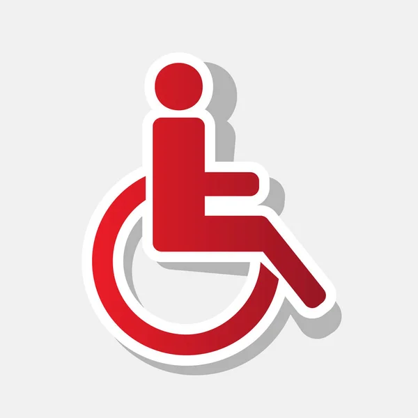 Disabled sign illustration. Vector. New year reddish icon with outside stroke and gray shadow on light gray background. — Stock Vector