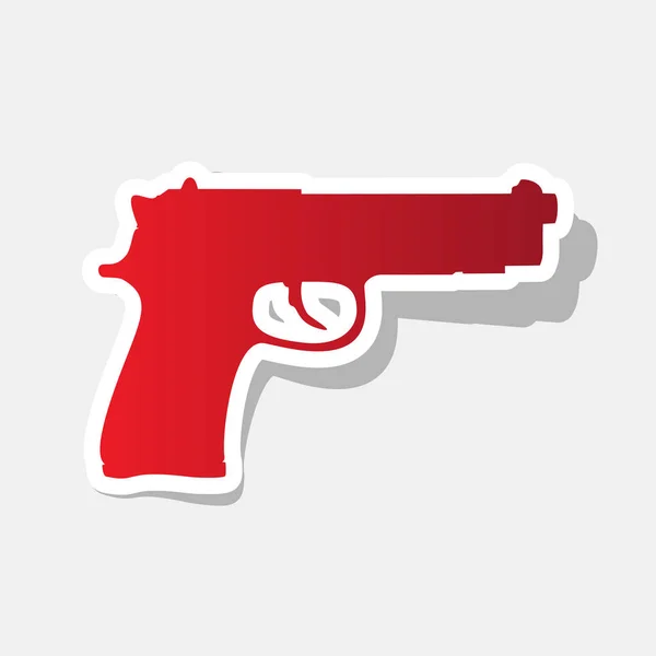 Gun tecken illustration. Vektor. Nya året rödaktig ikonen med utanför stroke och grå skugga på grå bakgrund. — Stock vektor