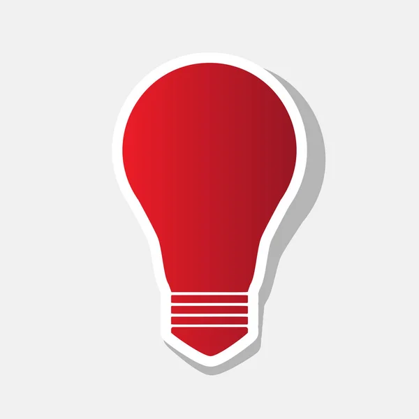 Fénycsöves vészvilágító lámpatest jele. Vektor. Új év vöröses ikon-val külső körvonal és szürke árnyék, világos szürke háttér. — Stock Vector