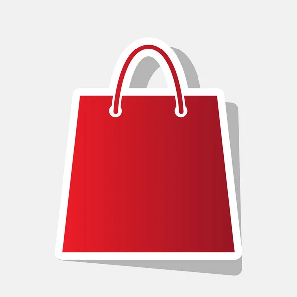 Illustration de sac à provisions. Vecteur. Icône rougeâtre nouvelle année avec trait extérieur et ombre grise sur fond gris clair . — Image vectorielle