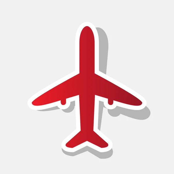 Illustration de panneau d'avion. Vecteur. Icône rougeâtre nouvelle année avec trait extérieur et ombre grise sur fond gris clair . — Image vectorielle